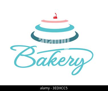Sweet holiday cake icon with red cherry on top Stock Vector