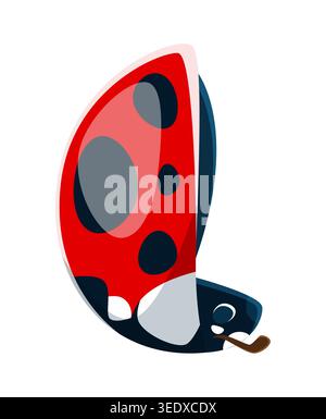 Ladybug bug font typeset cartoon letter L Stock Vector