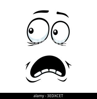 Scared emoji cartoon face with confused expression Stock Vector