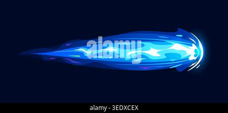 Gun fire effect with trail flame for game comics Stock Vector