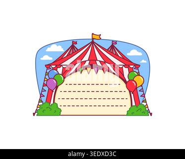 Kids memo note circus big top tent message sticker Stock Vector