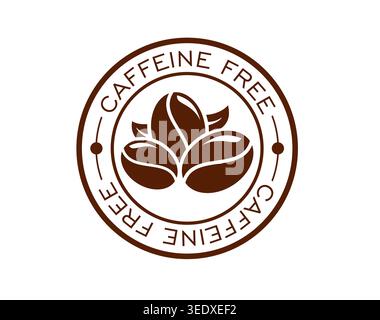 Caffeine free icon, sign badge with coffee beans Stock Vector