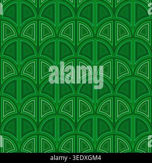 Art nouveau green seamless pattern of arches Stock Vector