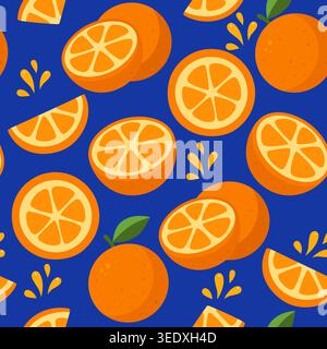 Vibrant Orange Citrus Pattern Background Stock Vector