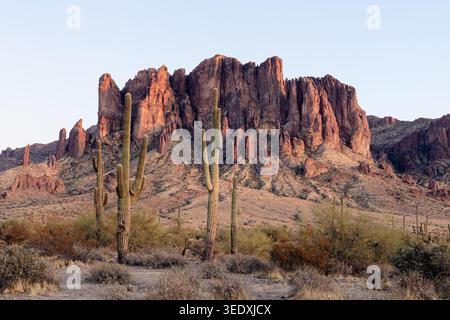The Superstition Mountains in Arizona Stock Photo