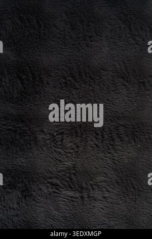 Dark Black Fur Texture Background with Soft Plush Pattern Stock Photo