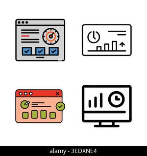 Data Analytics Dashboard and Business Statistics Infographic Icon Set Vector Stock Vector