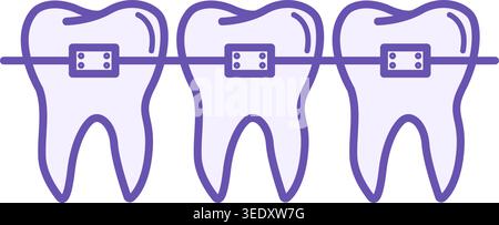 Braces Colored Icon. Vector Icon of Braces for Teeth Straightening. Dental care and treatment. Medicine and Dentistry Concept Stock Vector