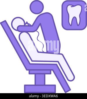 Dentistry Color Icon. Patient Dental Treatment Vector Icon. Dentist. Dental Surgery. Dental restoration. Medicine Concept Stock Vector