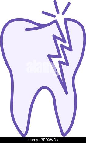 Colored Broken Tooth Icon. Vector Icon. Treatment and Dental Care. Surgical Dentistry. Medicine Concept Stock Vector