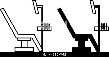 Dental Chair icons. Black and White Vector Icons of Dental Medical Equipment. Dentist Workplace Stock Vector