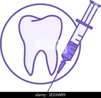 Syringe Color Icon. Vector Icon of Syringe with Medicine and Tooth. Dental care and treatment. Medicine and Dentistry Concept Stock Vector