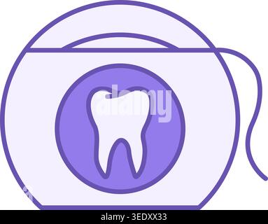 Dental Floss Colored Icon. Vector Icon of Teeth Cleaning Tool. Dental care and treatment. Oral hygiene. Medicine and Dentistry Concept Stock Vector