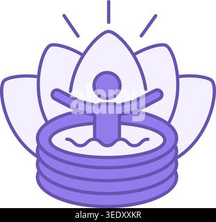Colored Spa Icon. Vector Icon of Man Relaxing in Jacuzzi. Relaxation, Healthy Lifestyle. Wellness Concept Stock Vector