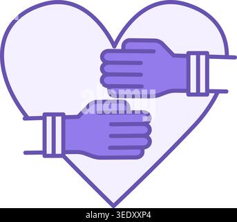 Self-Care Color Icon. Vector Icon. Human Hands Hug Heart. Love yourself. Healthy lifestyle. Wellness Concept Stock Vector