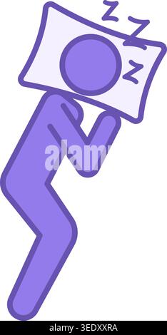 Good Sleep Colored Icon. Vector Icon of a Soundly Sleeping Man on a Pillow. Healthy Sleep, Relaxation. Healthy lifestyle. Wellness Concept Stock Vector