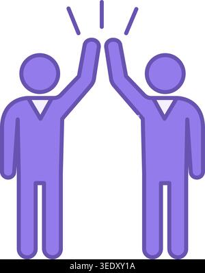 Colored Icon of Supportive People. Vector Icon of Two Friends. Helping People. Mercy. Positive Thinking Concept Stock Vector