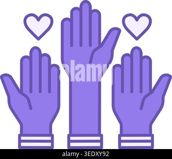 Volunteer Color Icon. Raised Hands Vector Icon. Charity, Help, Care. Positive Thinking Concept Stock Vector