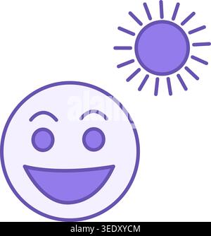 Optimism Color Icon. Vector Icon of Human Face with Smile and Sun. Mental Health. Positive Thinking Concept Stock Vector