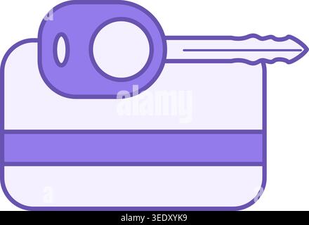 Colored Key Card Icon. Vector Icon of Plastic Card and Key. Electronic Pass icon. Hotel and Vacation Concept Stock Vector