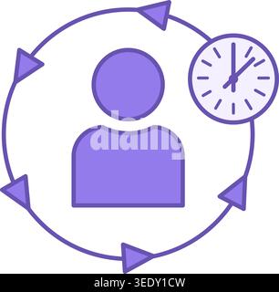 Routine Colored Icon. Vector Icon of Human Daily Routine. Schedule by Time. Lifestyle Concept Stock Vector