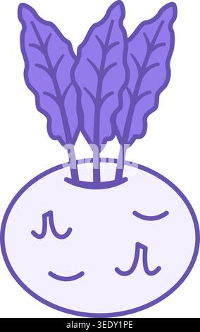 Colored Kohlrabi Icon. Vegetarian Food Vector Icon. Healthy Eating. Vegetables and Healthy Eating Concept Stock Vector