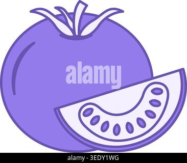 Colored Tomato Icon. Vector Icon of Whole Tomato and Slice. Vegetarian food, Healthy Eating. Vegetables Concept Stock Vector