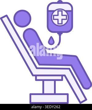 Blood Transfusion Color Icon. Vector Icon. A Person Is Getting Blood Transfusion. Blood Donation, Donor Day. Health and Medicine Concept Stock Vector