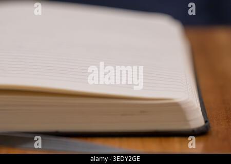 Close-Up Shallow Depth of Field Photo of Blank Notebook Page Stock Photo