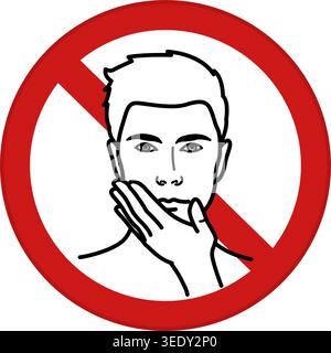 Red Sign Do Not Touch Eyes, Mouth, and Nose. Vector Icon. Safety Measures, Infectious Disease Prevention. Coronavirus Protection, Social Distancing. M Stock Vector