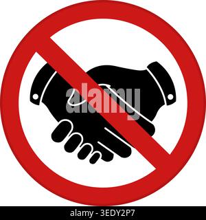Red Sign Do Not Shake Hands. Vector Icon. Safety Measures, Infectious Disease Prevention. Coronavirus Protection, Social Distancing. Medical Concept Stock Vector
