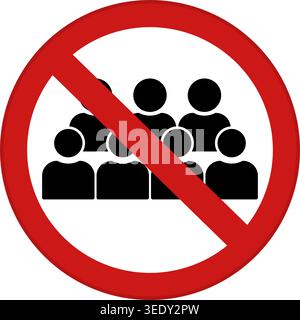 Red Sign Avoid Crowd. Vector Icon. Safety Measures, Infectious Disease Prevention. Coronavirus Protection. Avoid Crowded Places. Medical Concept Stock Vector