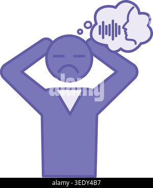 Colored Hearing Voices Icon. Vector Illustration. Mental Illness, Auditory Hallucinations. Mental Health Concept Stock Vector