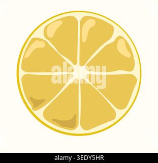 Minimalist Lemon Slice Vector Top View of Fresh Citrus Fruit Circle for Food Branding Healthy Lifestyle Organic Cosmetics and Summer Design Isolated Stock Vector