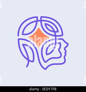 Logo symbolizing artificial intelligence, human brain as chip. Creative line art illustration. Vector design for AI branding Stock Vector