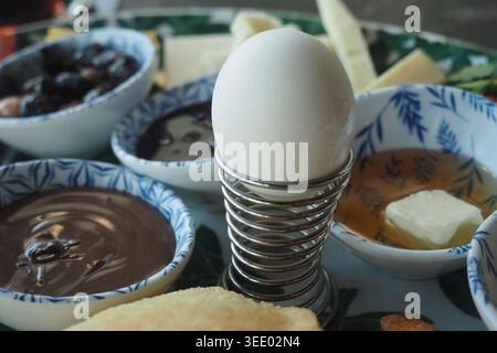 Breakfast plate with eggs and sides Stock Photo