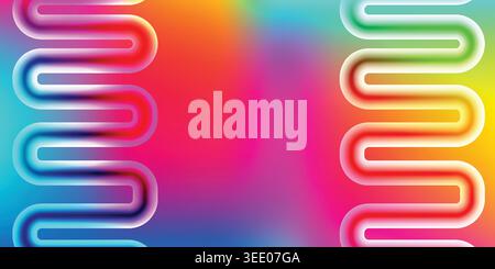 Abstract background with glowing neon wavy lines on a vibrant multicolored gradient backdrop design Stock Vector