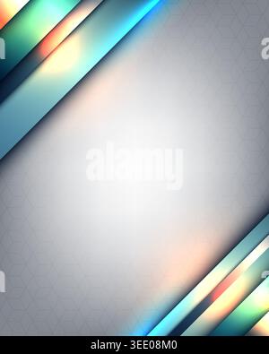 Abstract technology background with glowing diagonal metallic panels and hexagonal grid pattern for futuristic digital marketing and corporate present Stock Vector