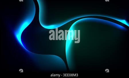 Abstract neon blue flowing waves on dark background futuristic technology and digital energy motion for modern high tech design concepts Stock Vector