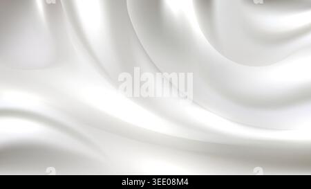 White silk fabric background with soft flowing ripples and elegant satin texture for luxury product display Stock Vector