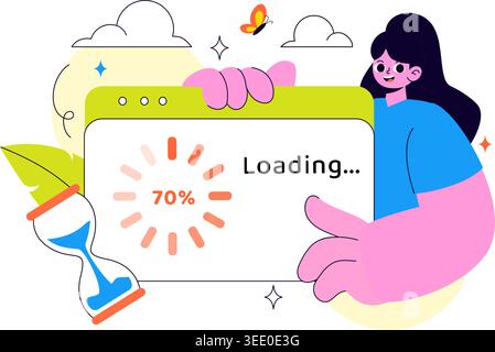 Loading Vector Illustration Featuring Progress Bar Buffering Process Mobile App Upload Status and Digital Waiting Design Stock Vector