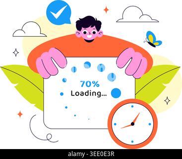 Loading Vector Illustration Featuring Progress Bar Buffering Process Mobile App Upload Status and Digital Waiting Design Stock Vector