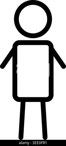 Simple illustration of a standing person outline with a circular head rectangular body and long legs. Stock Vector
