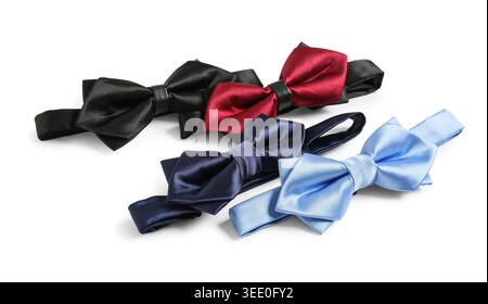 Different stylish bow ties on white background Stock Photo