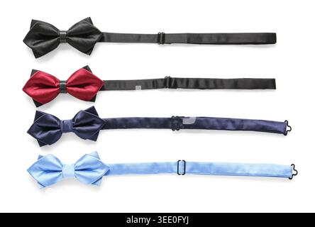 Different stylish bow ties on white background Stock Photo