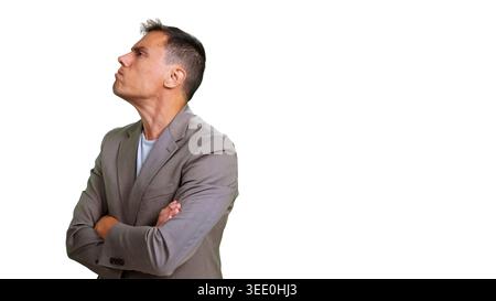 Man with serious expression and crossed arms Stock Photo