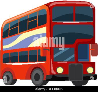 Flat vector illustration of a red double-decker city bus isolated on a white background Stock Vector