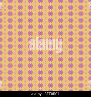 Mustard Yellow Retro Floral Stripes Stock Vector