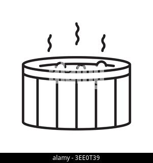 hot jacuzzi tub icon, modern simple flat pictogram of spa hot tub, symbol for web design, app UI, wellness, relaxation, bathroom and luxury spa servic Stock Vector