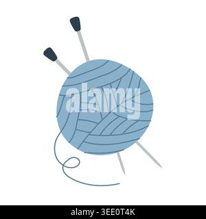 ball of yarn with knitting needles icon, handmade craft symbol of knitting hobby and textile work - vector illustration Stock Vector